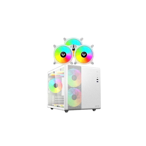  VALUE-TOP V300W GAMING WHITE CASING AND CR10-1298 ARGB WHITE 3PCS FAN