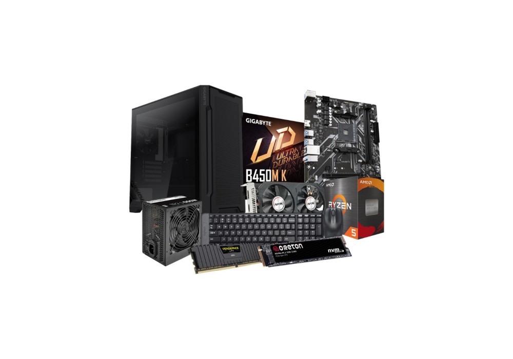 Build AMD RYZEN 5 5600x A520M K DDR4 512GB SSD Mid Tower Case Combo PC