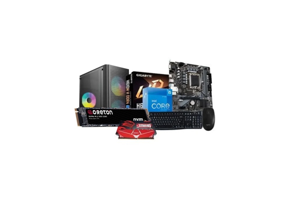 Build Intel 12th Gen Core I5-12400 gigabyte h610m K ddr4 12th gen 8GB DDR4 512GB ssd Combo PC
