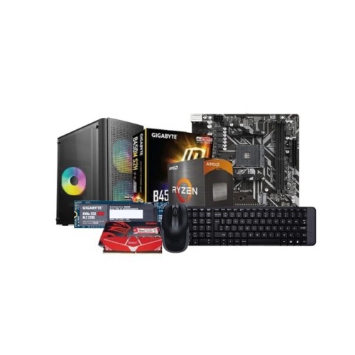 Build AMD Ryzen 5 5600G B450M K DDR4 256GB NVMe SSD ATX Case Combo PC