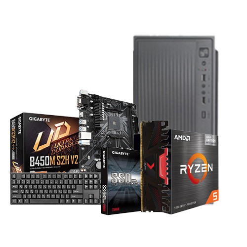 Budget AMD Ryzen 5 5600G Gigabyte B450M K 8GB DDR4 256GB SSD Pc