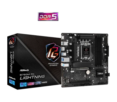 ASRock B760M PG Lightning DDR5 14th, 13th and 12th Gen Micro ATX Motherboard