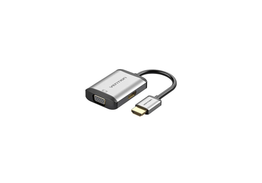 VENTION AFVHB HDMI to HDMI+VGA Converter 0.15M Gray Metal Type