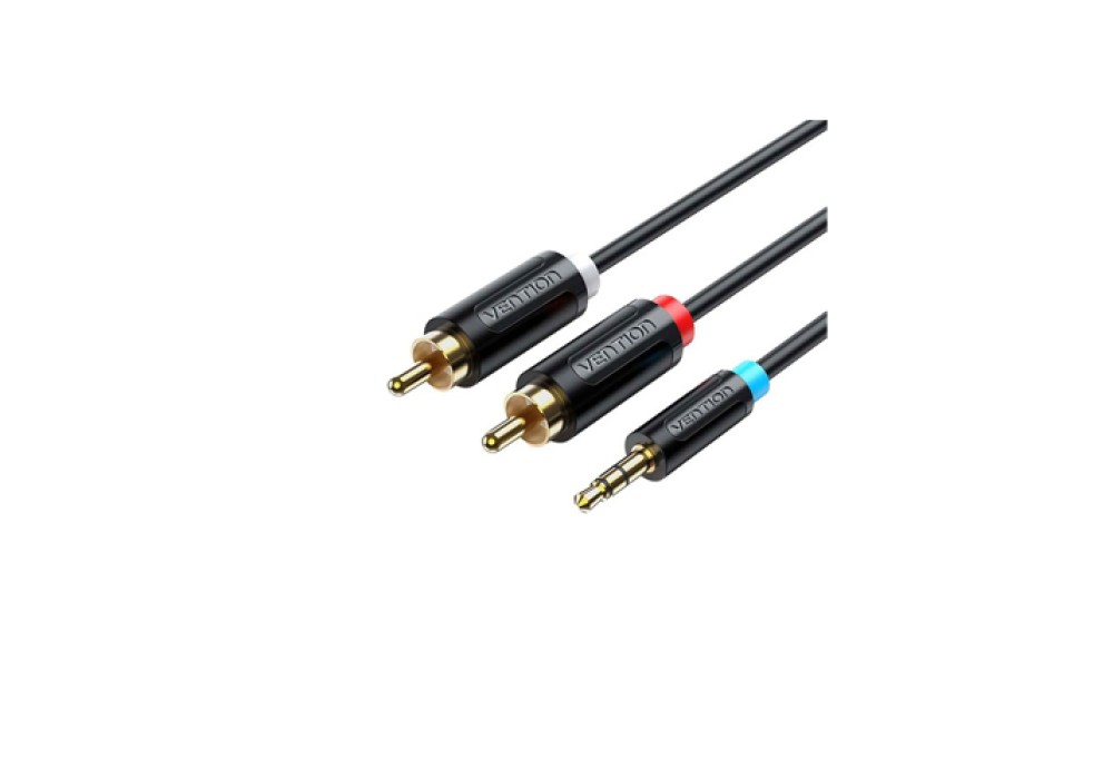 VENTION BCLBJ 3.5MM Male to 2-Male RCA Adapter Cable 5M Black