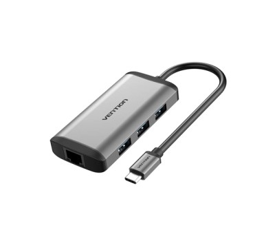 VENTION CNDHB Type-C to HDMI/USB3.0*3/RJ45/TF/SD/PD Converter 0.15M GrayMetal Type 