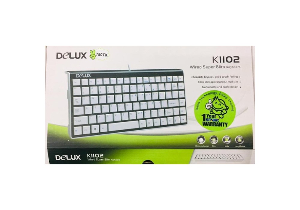 Delux K1102 Wired Mini Super Slim Black Keyboard