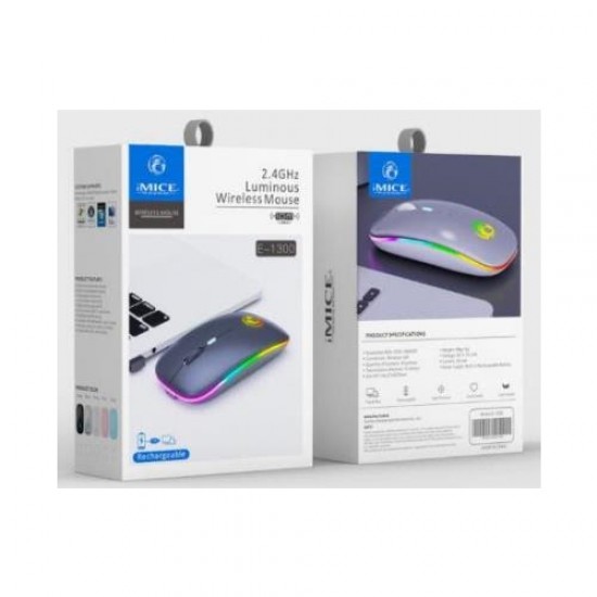 IMICE E-1300 (dual) Wireless Mouse Rechargeable Bluetooth Mode Mute Luminous