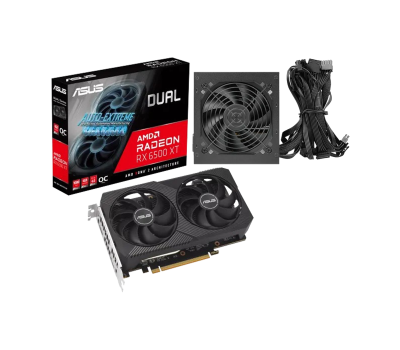 ASUS Dual Radeon RX 6500 XT V2 OC Edition Graphics Card & Antec ATOM B550 Power Supply Combo