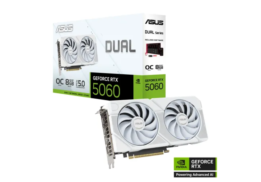 ASUS Dual GeForce RTX 5060 White OC Edition 8GB GDDR7 Graphics Card