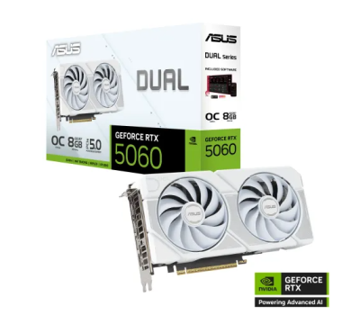ASUS Dual GeForce RTX 5060 White OC Edition 8GB GDDR7 Graphics Card