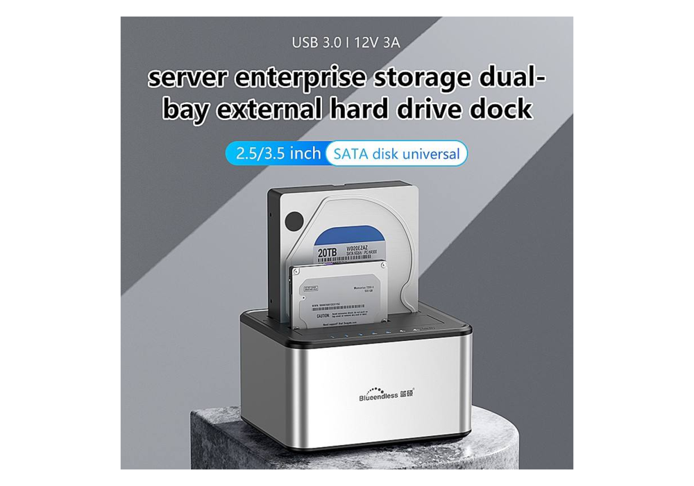 Blueendless HDD Clone Station 2 Bay 2.5 and 3.5 SATA HDD Docking Station