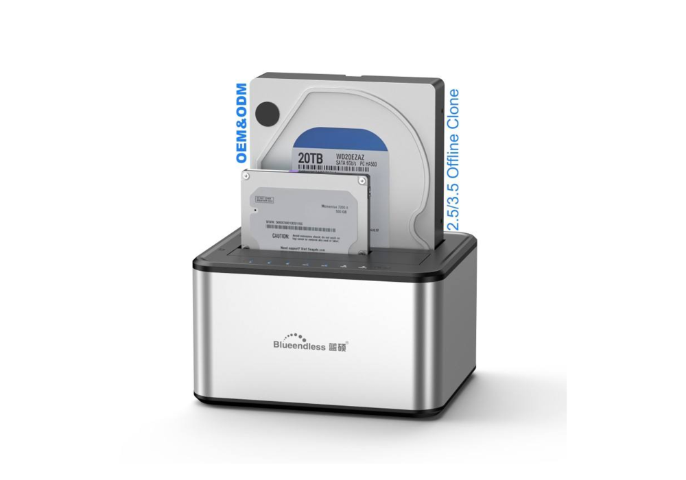 Blueendless HDD Clone Station 2 Bay 2.5 and 3.5 SATA HDD Docking Station