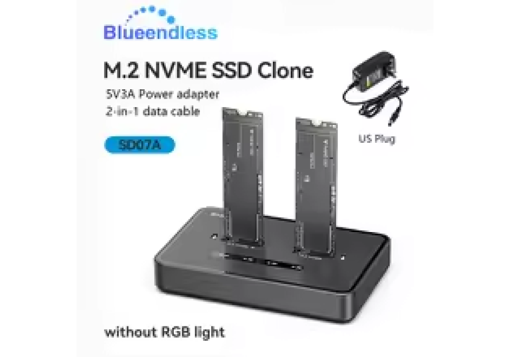 Blueendless Dual-Bay SD07C M.2 NVME SSD Clone Docking Station