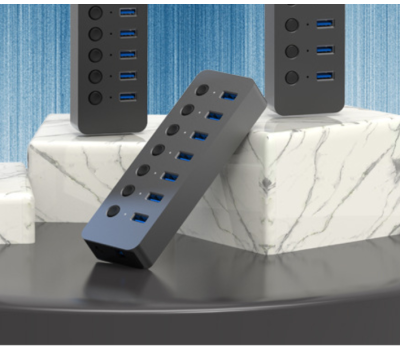 Blueendless BS-HU701 USB 3.0 7 ports Aluminum with Power Supply Hub