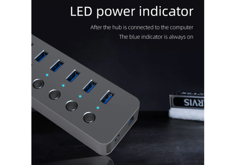 Blueendless BS-HU701 USB 3.0 7 ports Aluminum with Power Supply Hub