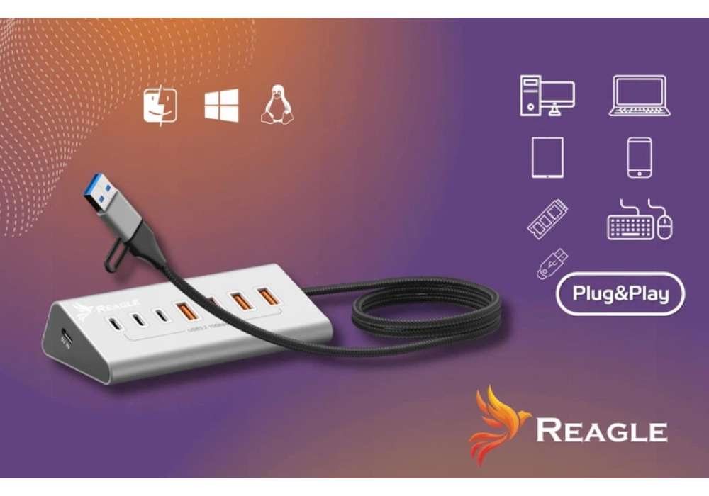 Blueendless HU706 USB 3.2 Gen 7 in 1 Hub Card Reader