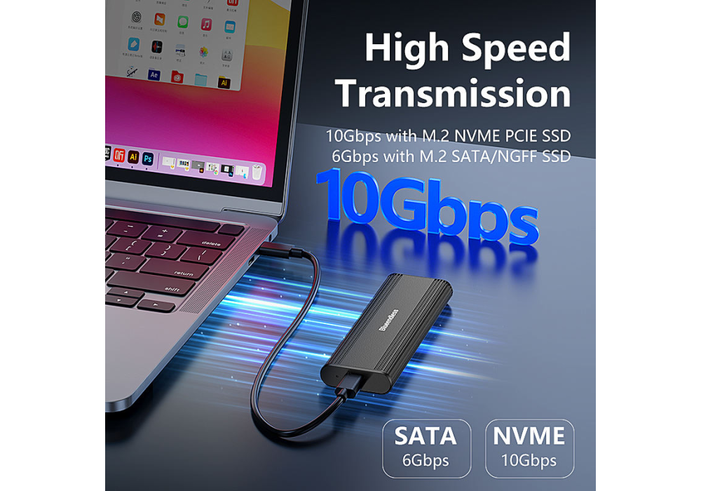 Blueendless M2821SN M.2 NVME 10Gbps Type C SSD Enclosure