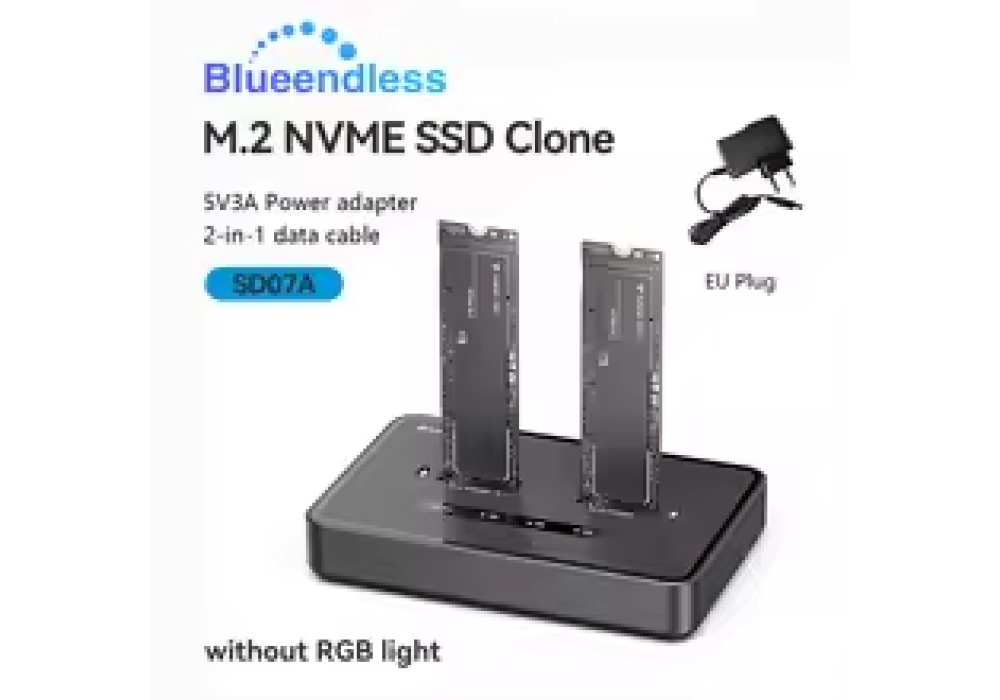 Blueendless Dual-Bay SD07C M.2 NVME SSD Clone Docking Station