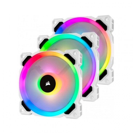 Corsair LL120 RGB 120mm Dual Light Loop White RGB LED PWM Fan Triple Pack with Lighting Node PRO