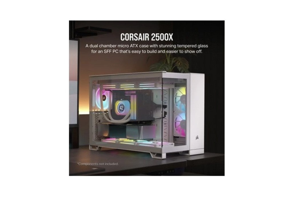 CORSAIR 2500X Mid-Tower Dual Chamber PC Case - White