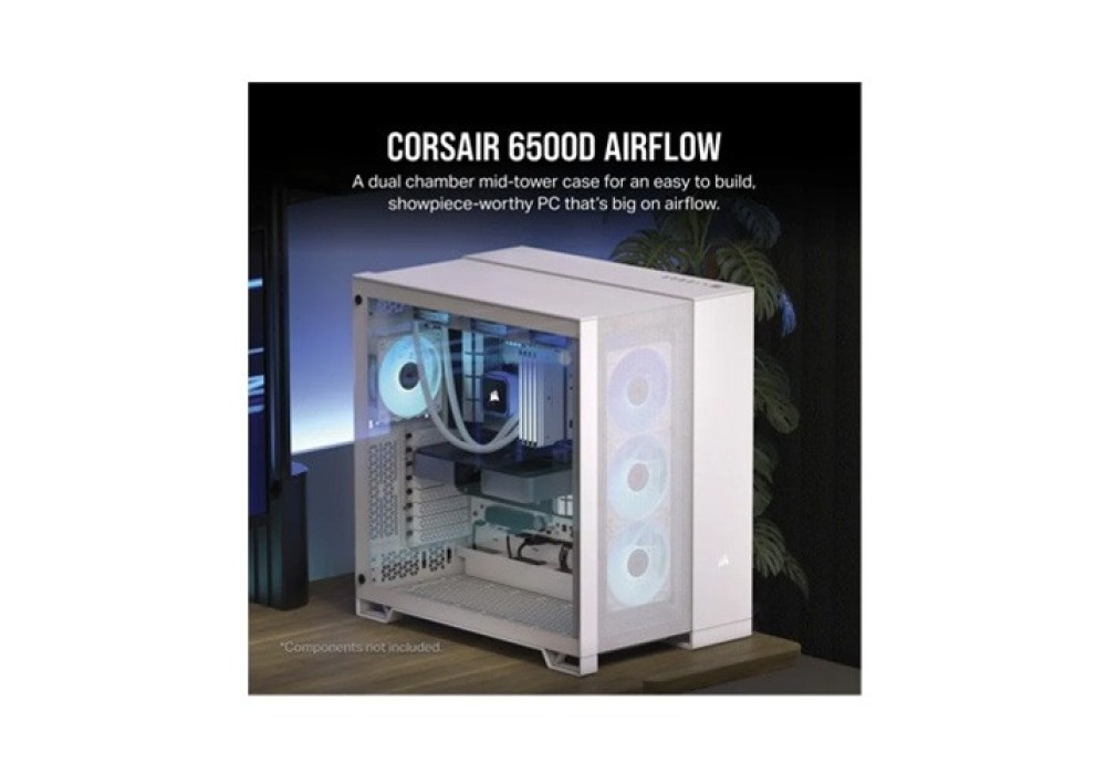 CORSAIR 6500D AIRFLOW Mid-Tower Dual Chamber PC Case - White