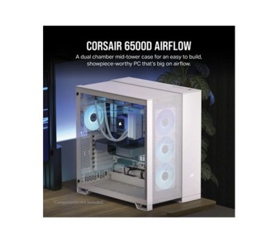CORSAIR 6500D AIRFLOW Mid-Tower Dual Chamber PC Case - White