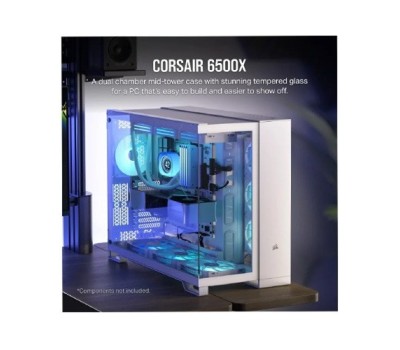 CORSAIR 6500X Mid-Tower Dual Chamber White PC Case
