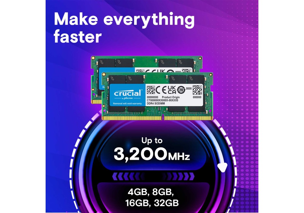 Crucial 8GB Single DDR4 3200MHz SO-DIMM Laptop RAM (CT8G4SFRA32A)