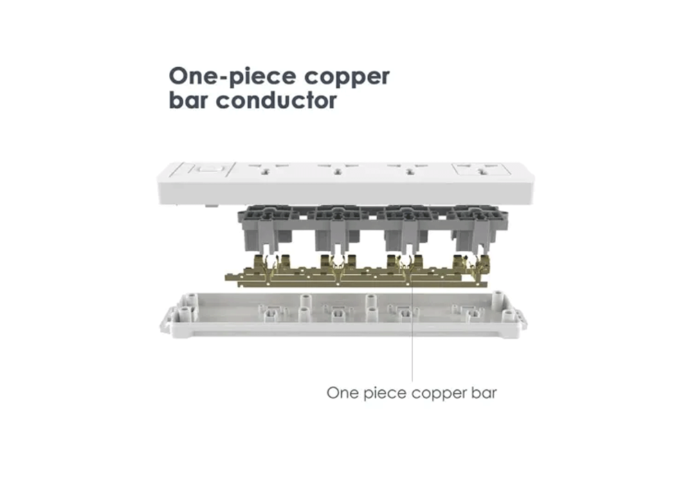 Deli ET403 Universal Hole Extension Cord 2 Pin 4 Port 3 Meter Power Strip