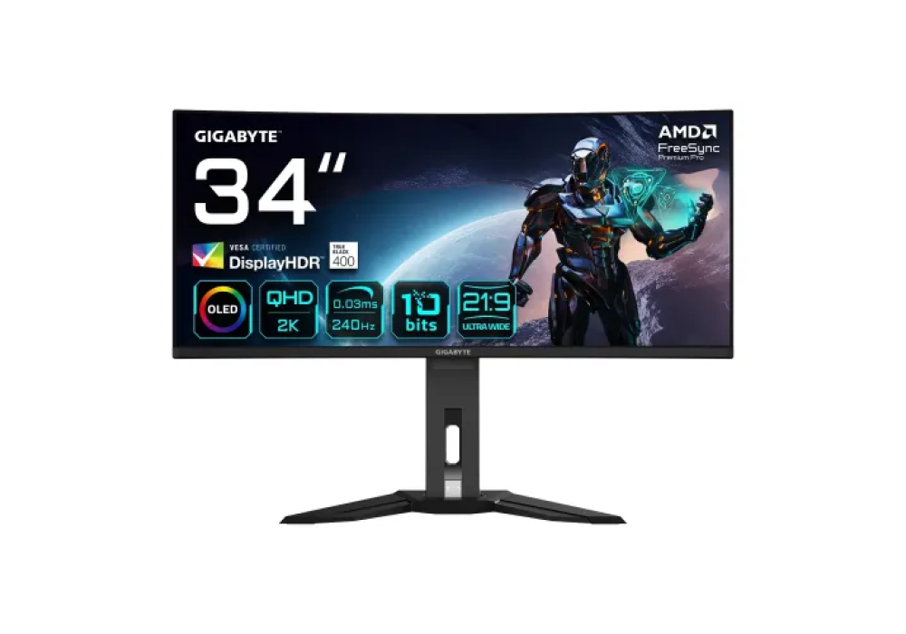 Gigabyte MO34WQC2 34 Inch WQHD 240Hz OLED Curved Gaming Monitor