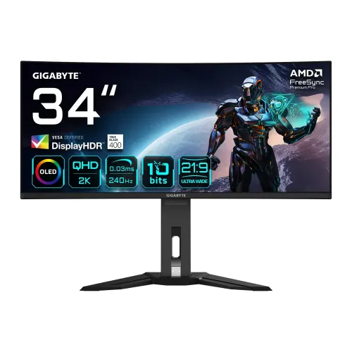 Gigabyte MO34WQC2 34 Inch WQHD 240Hz OLED Curved Gaming Monitor