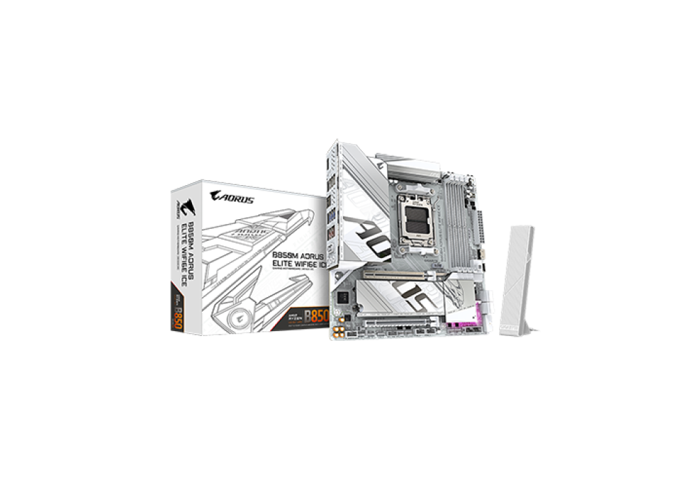 Gigabyte B850M Aorus Elite WF6E ICE Micro ATX AMD Motherboard