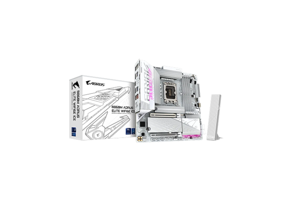 GIGABYTE B860M AORUS ELITE WIFI6E ICE LGA1851 Micro ATX Motherboard