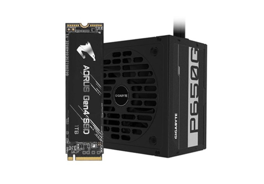 Gigabyte P650G 650W 80 PLUS Gold Certified ATX Power Supply and GIGABYTE Aorus 1TB PCIe Gen4 M.2 SSD Combo