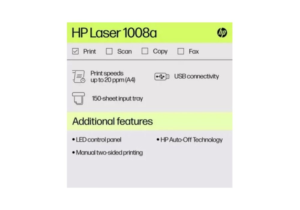 HP Laser 1008a Single Function Mono laser Printer