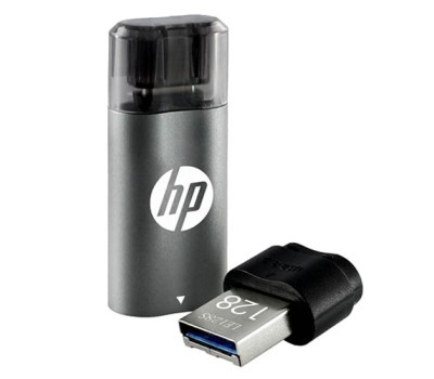 HP x5600B 128GB OTG USB Type B 3.2 Pen Drive Grey and Black