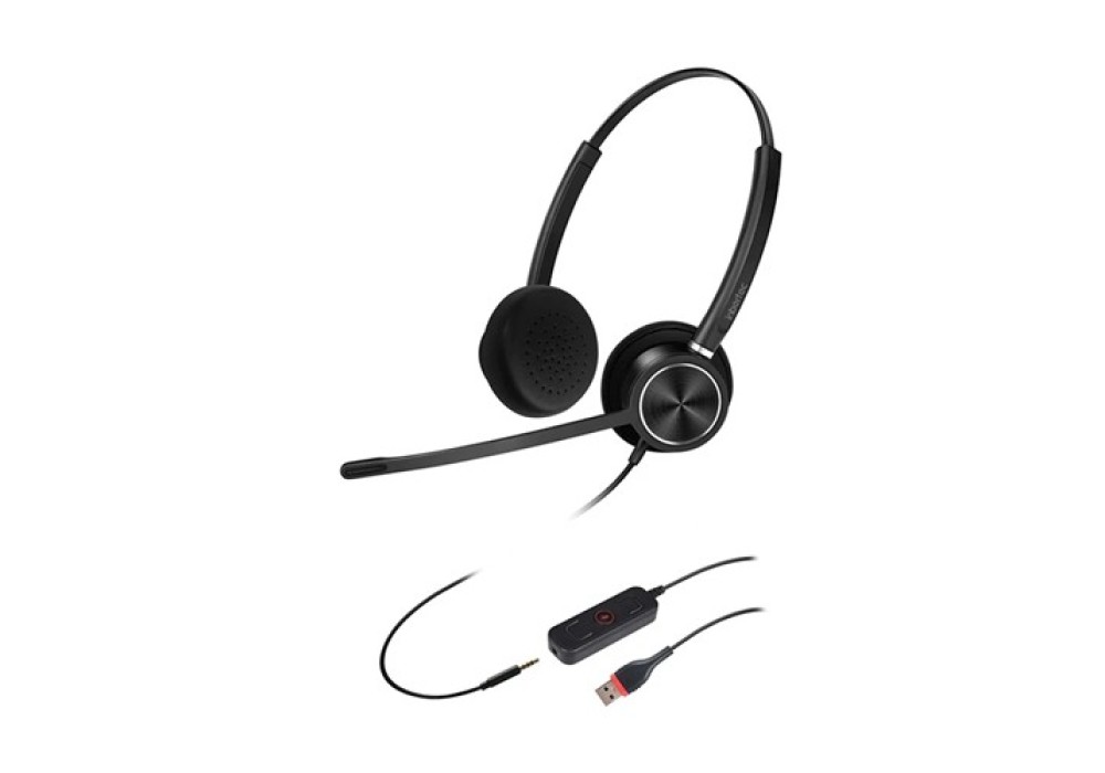 Inbertec C10DJU Duo USB & 3.5mm Jack Noise Cancelling Black Headphone