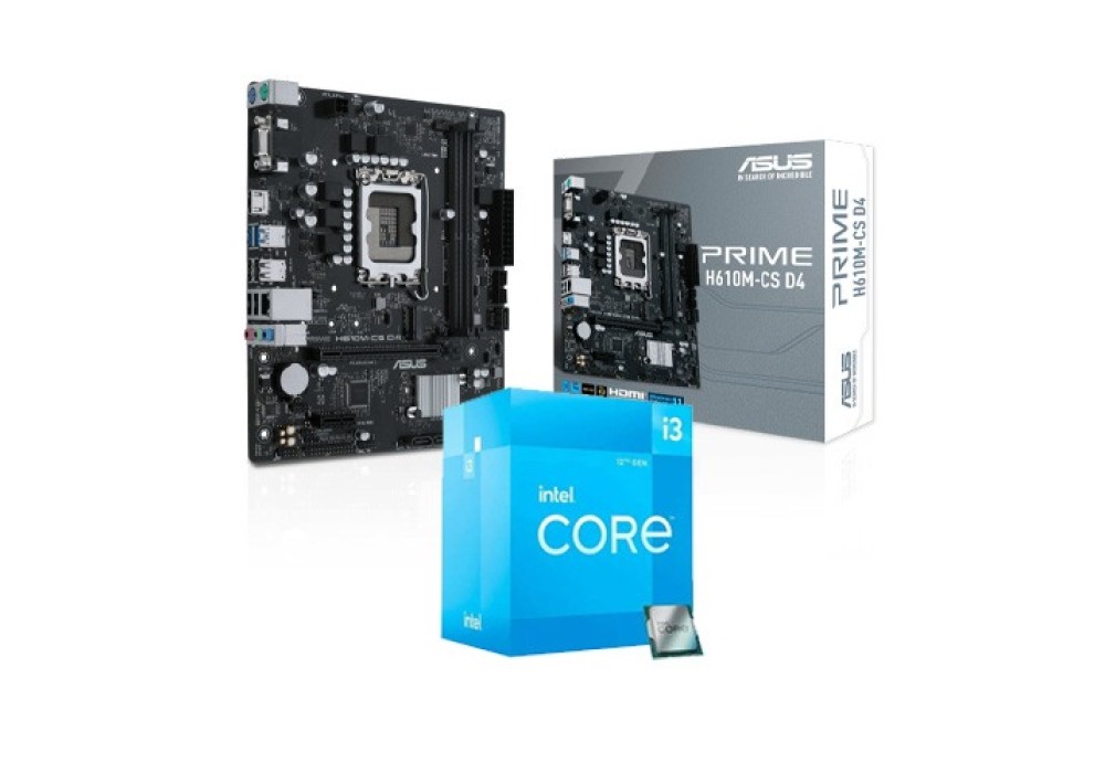 Intel Core i3-12100 12th Gen Alder Lake Processor and Asus PRIME H610M-CS D4 Motherboard Combo