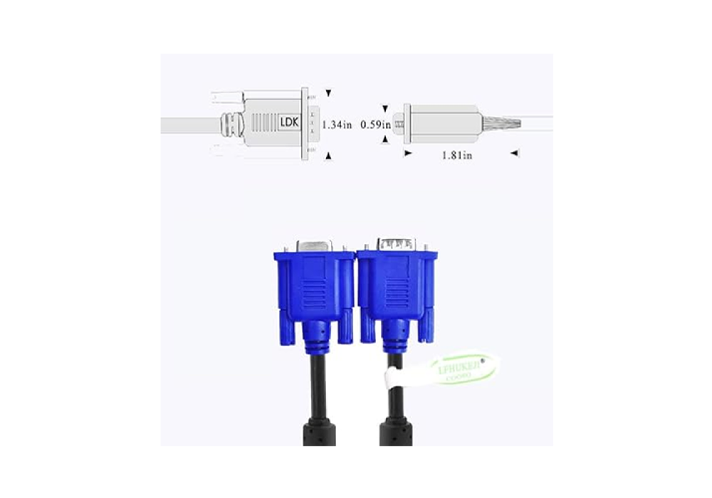 LS LAPSTER Quality Assured Male to Male VGA Cable