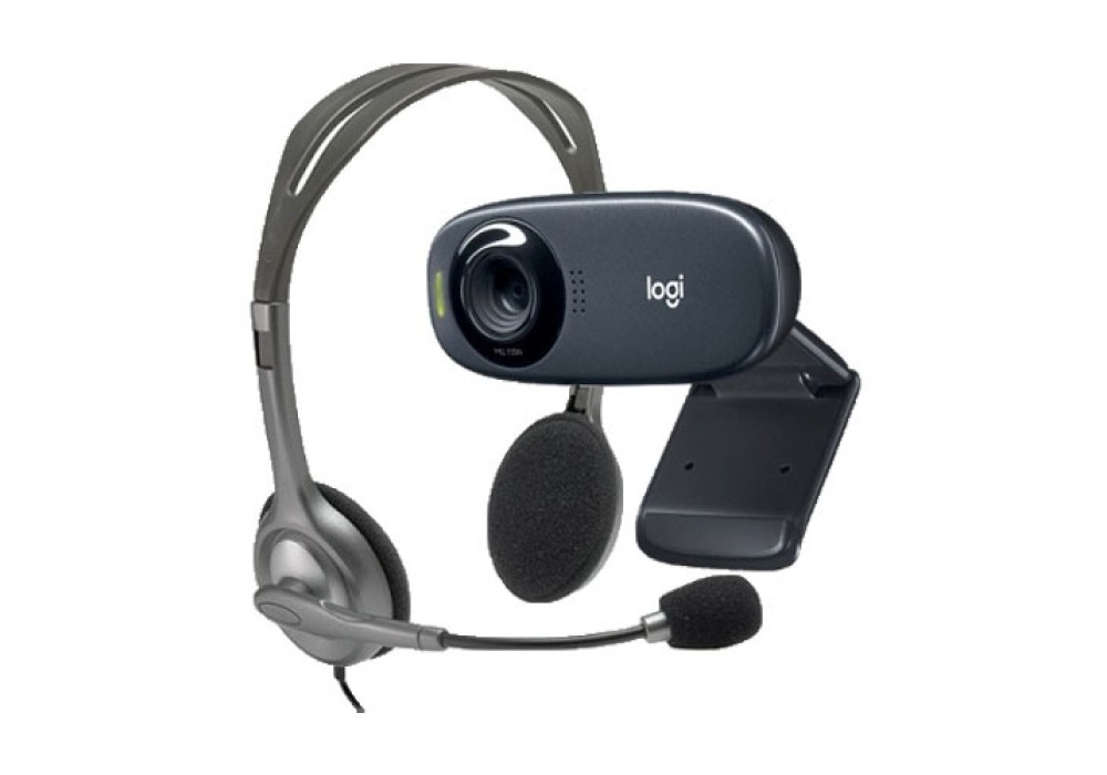 Logitech C310 High-Definition Webcam and Logitech H110 STEREO Two port Headset Combo