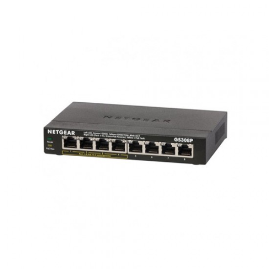 Netgear GS308P 8-Port Gigabit Ethernet Unmanaged Switch with 4-Port PoE