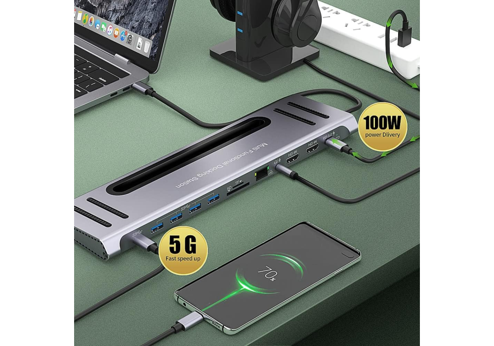 ONTEN ‎OTN-9199 USB C 12 in 1 Docking Station