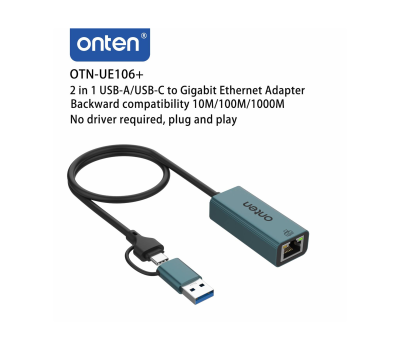 Onten USB 3.0 and Type-C to Gigabit Adapter
