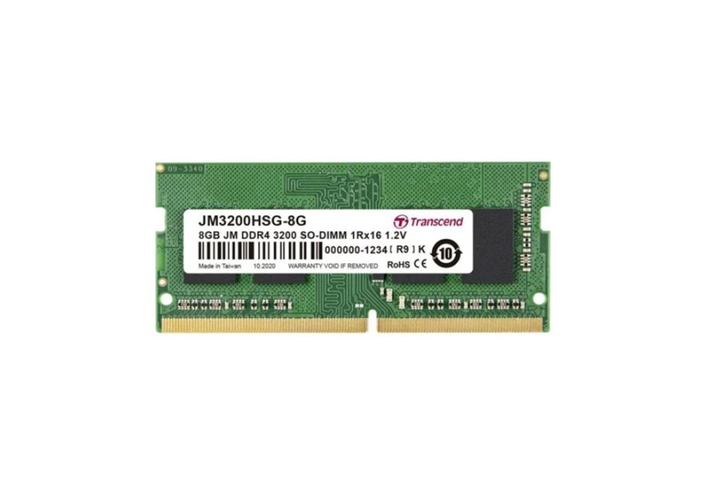 Transcend 8GB JM DDR4 3200Mhz SO-DIMM 1Rx16 1Gx8 CL22 1.2V Laptop RAM