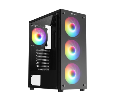 Xtreme 100E Mesh Mid Tower ATX Black Desktop Casing With 4 RGB Fan