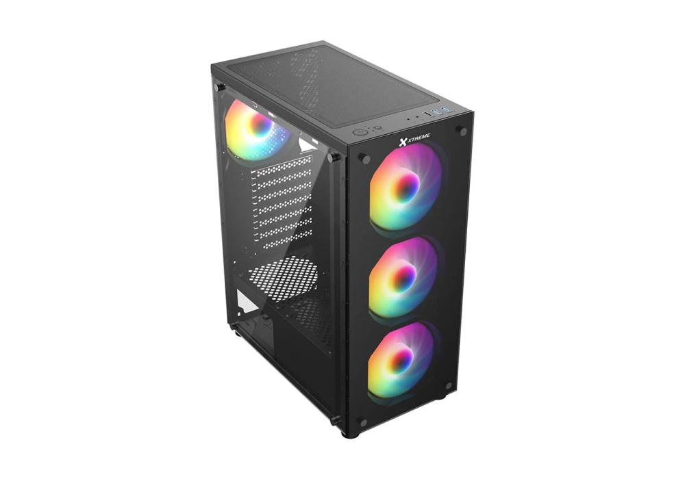 Xtreme 100E Mesh Mid Tower ATX Black Desktop Casing With 4 RGB Fan