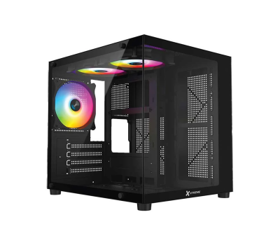 Xtreme M72B Mid Tower M-ATX Black Gaming Desktop Casing With 3 ARGB Fan