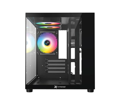 Xtreme M72B Mid Tower M-ATX Black Gaming Desktop Casing With 3 ARGB Fan