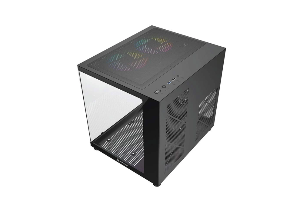 Xtreme M72B Mid Tower M-ATX Black Gaming Desktop Casing With 3 ARGB Fan