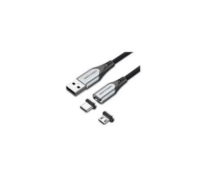 VENTION CQMHH USB 2.0 (M) to 2-in-1 Micro-B & Type-C Male Magnetic Cable 2M